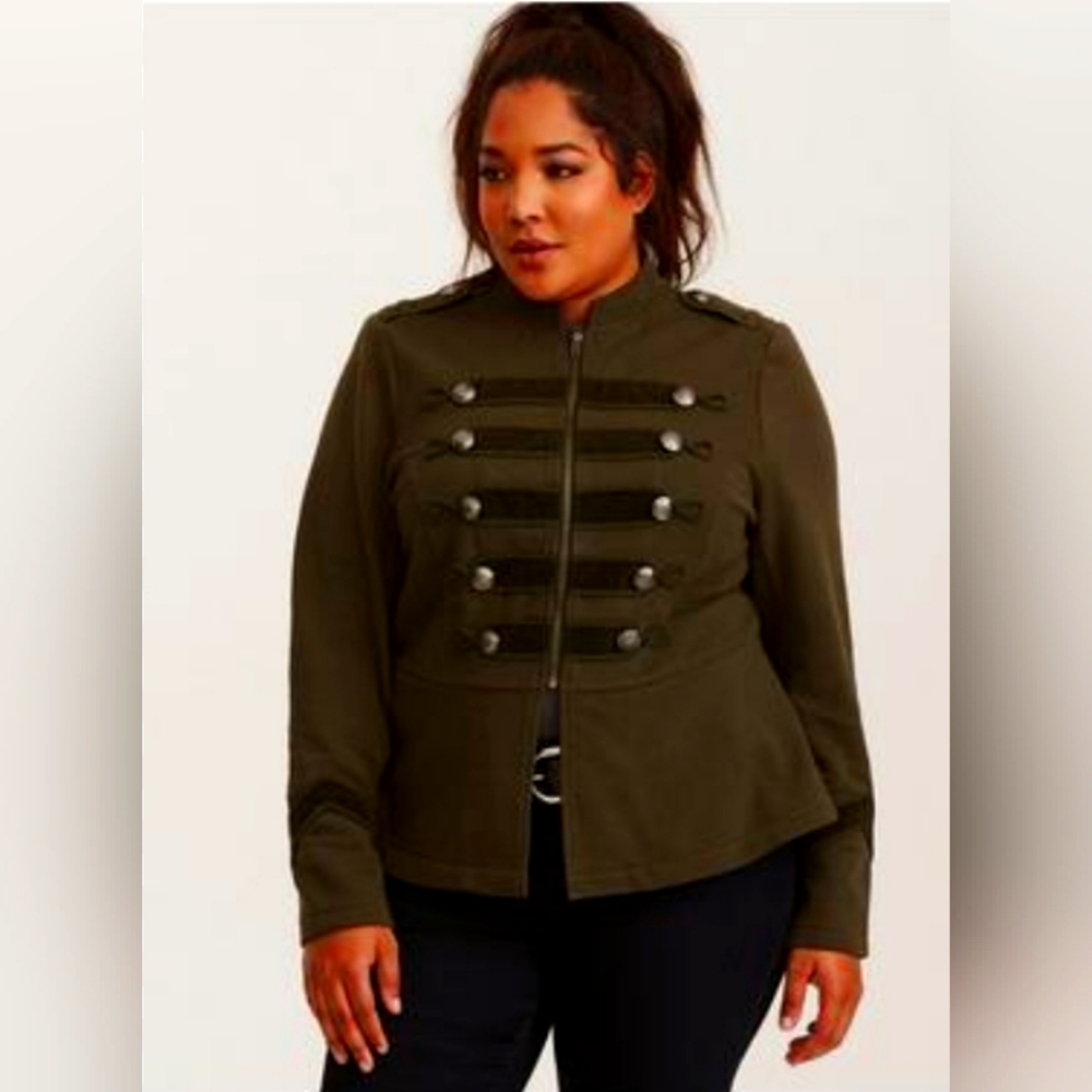 Torrid Size 2 Green Zip Front Military Jacket